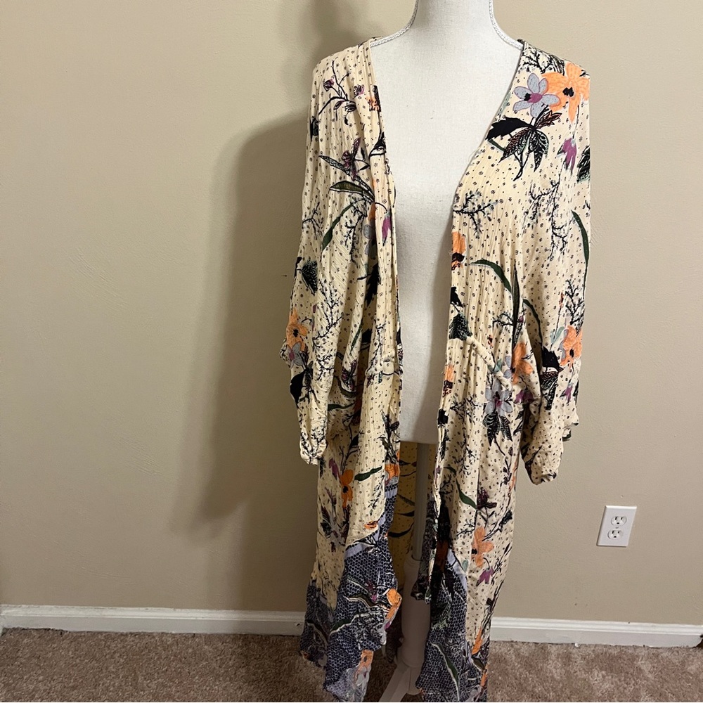 Angie Floral Print Tie Front Duster Kimono